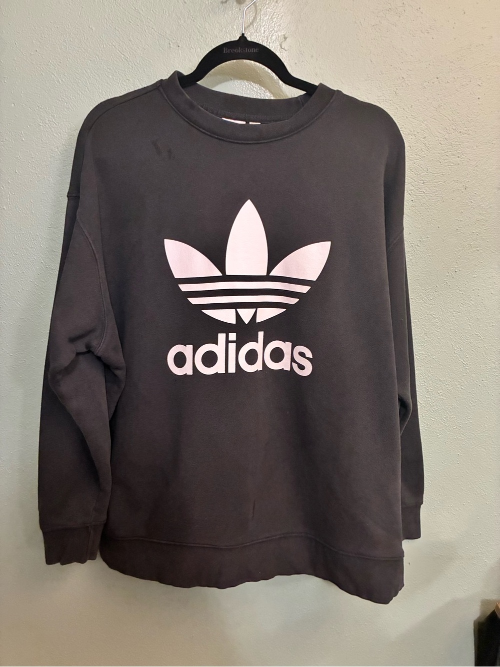 adidas Black Crewneck Sweatshirt with White Trefoil
